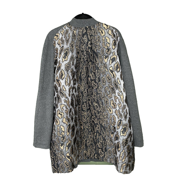 Chicos Cardigan Womens Size 3 US XL Gray Mixed Media Open Front Sweater Pockets - Picture 2 of 10